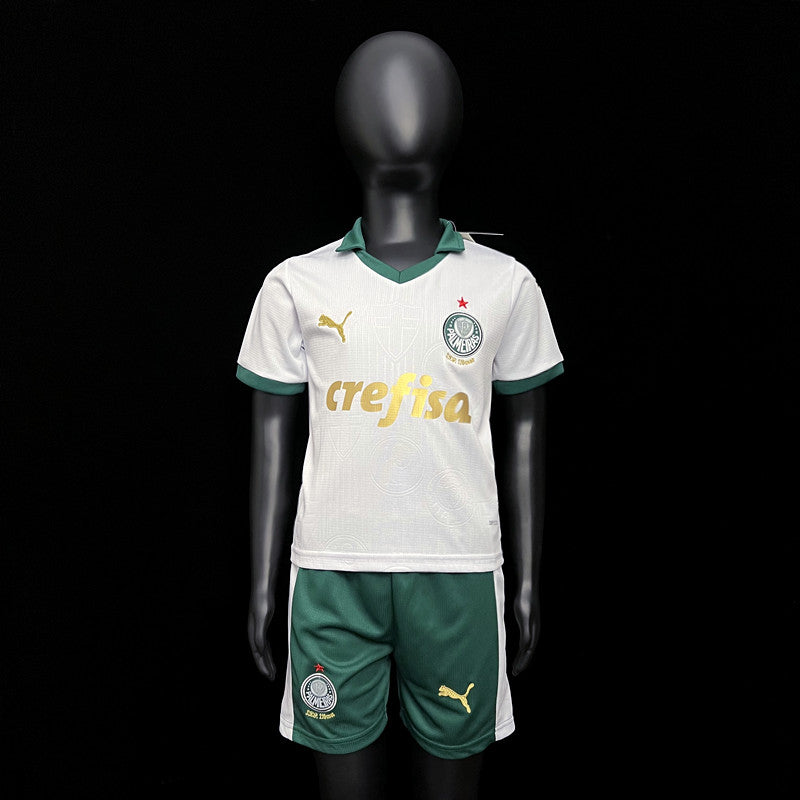 Kit Infantil Palmeiras Away 24/25 Camisa + Shorts Puma Unissex - Branco