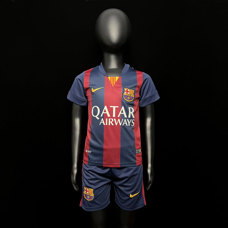 Kit Infantil Barcelona Retrô Home 2015 Camisa + Shorts Nike  Unissex - Grená