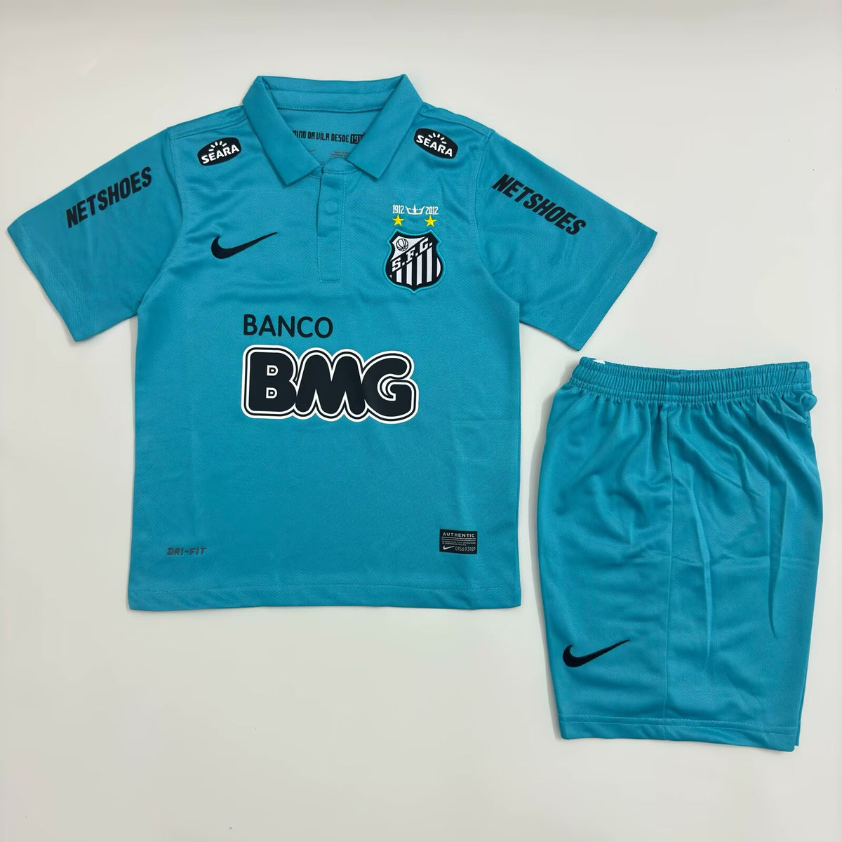 Kit Infantil Santos Retrô Third 2012 Camisa + Shorts  Nike Unissex - Azul