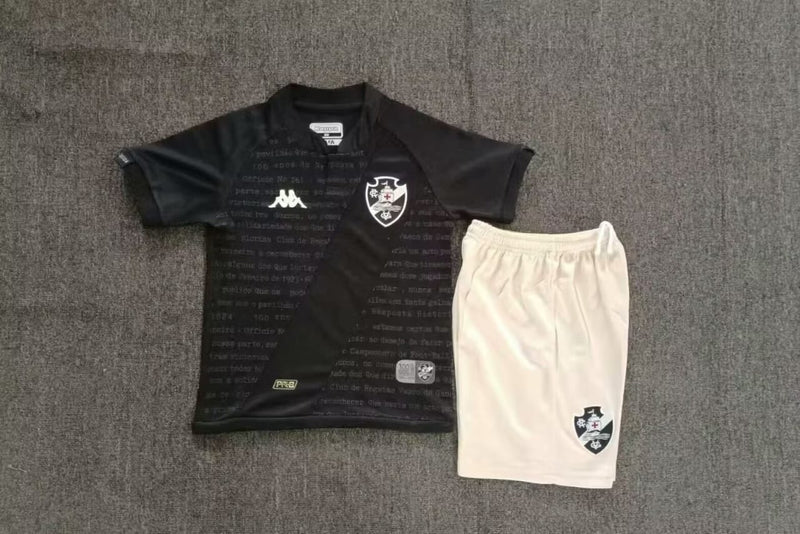 Kit Infantil Vasco Treino 24/25 Camisa + Shorts Kappa Unissex - Preto