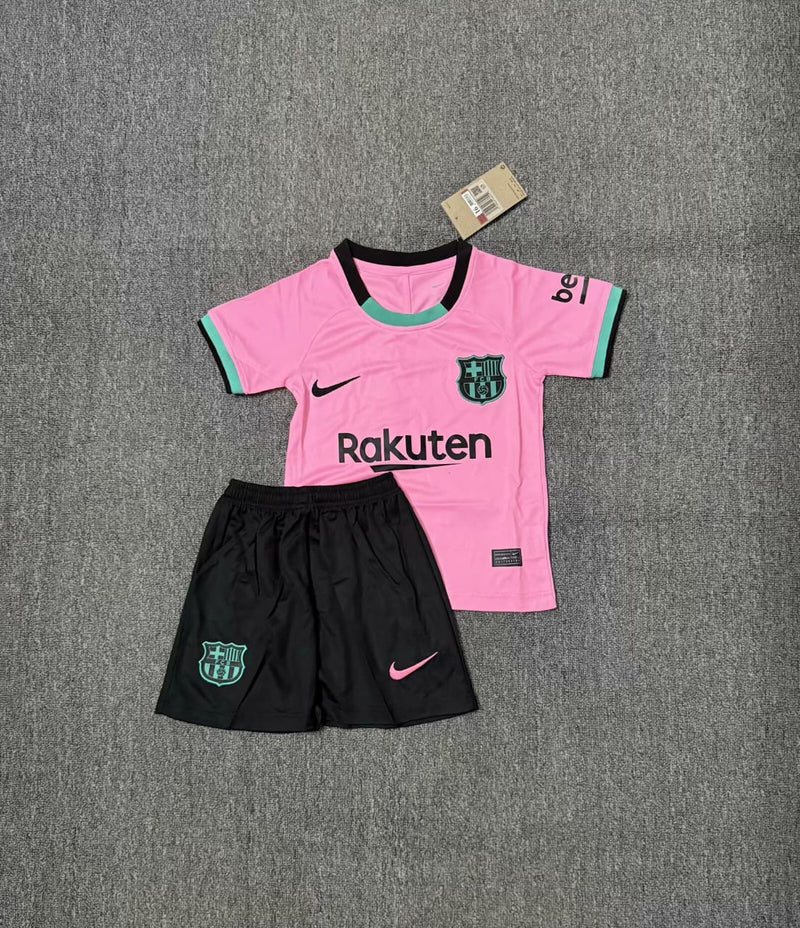 Kit Infantil Barcelona Retrô Third 2020 Camisa + Shorts Nike  Unissex - Rosa