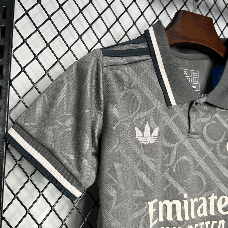 Kit Infantil Real Madrid Third 24/25 Adidas Masculina - Cinza