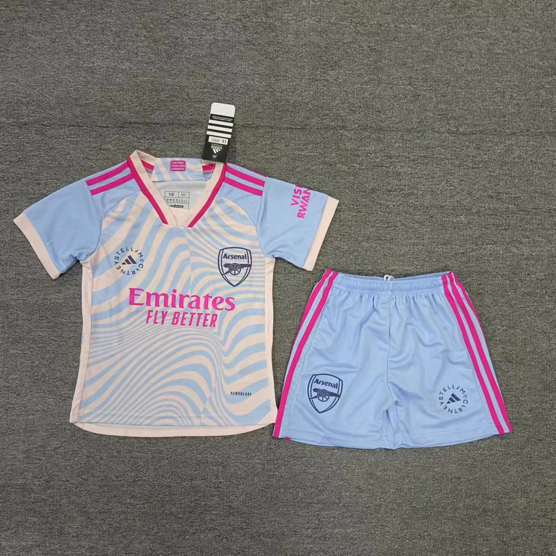 Kit Infantil Arsenal Edição Especial 23/24  Camisa + Shorts Adidas Unissex - Azul Claro