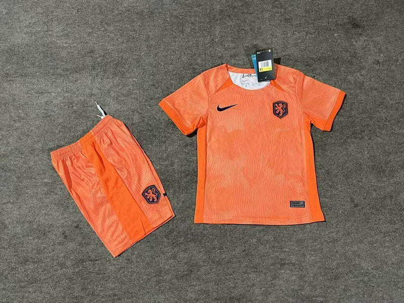 Kit Infantil Holanda Home 23/24 Nike Unissex - Laranja