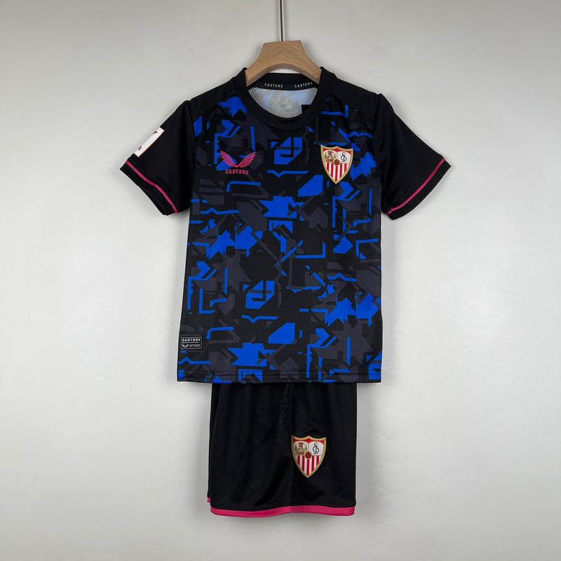 Kit Infantil Sevilla Third 23/24 Unissex Castore - Azul Escuro