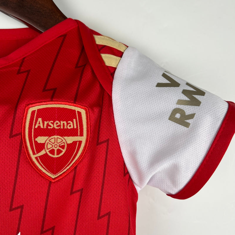 Body Bebê Infantil Arsenal Home 23/24 Adidas Unissex - Vermelho e Branco