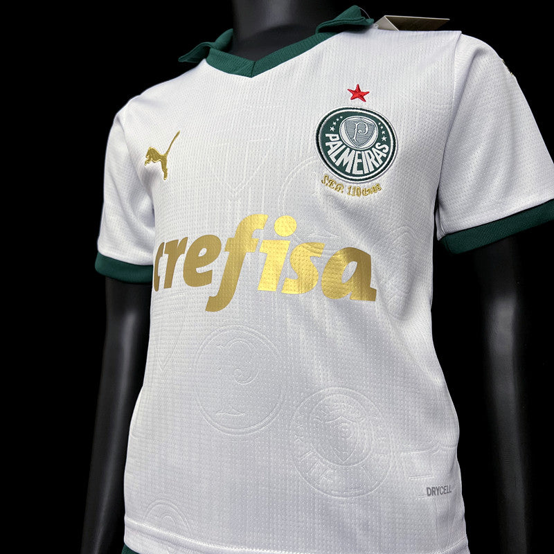 Kit Infantil Palmeiras Away 24/25 Camisa + Shorts Puma Unissex - Branco