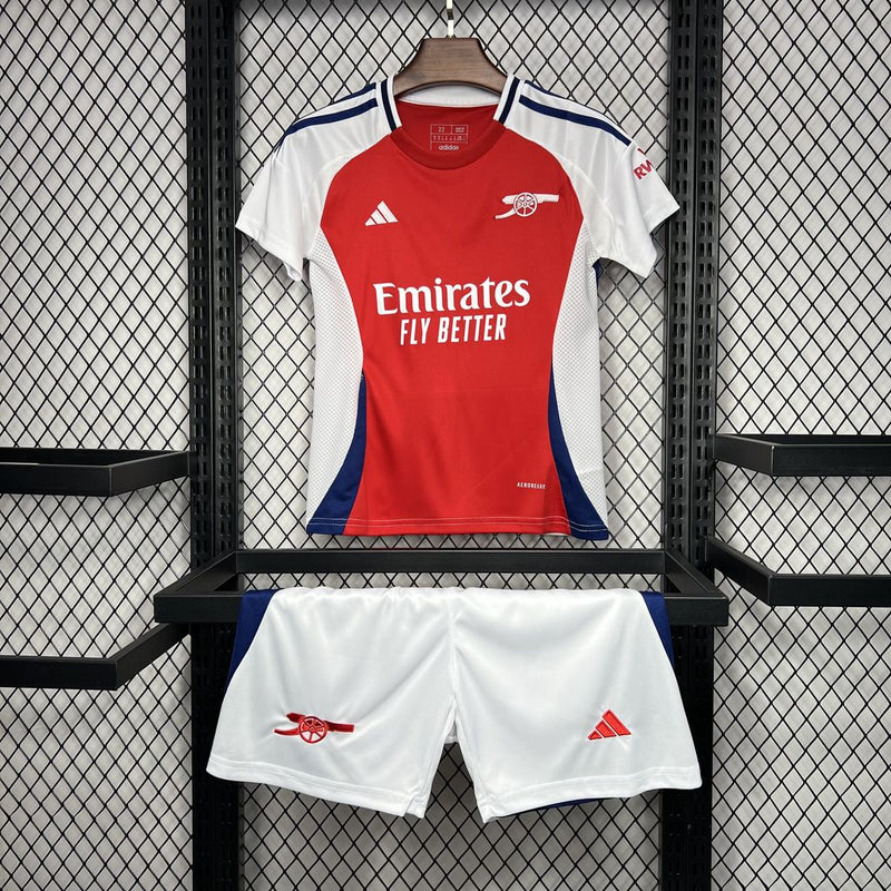 Kit Infantil Arsenal Home 24/25 Camisa + Shorts Adidas Unissex - Vermelho e Branco