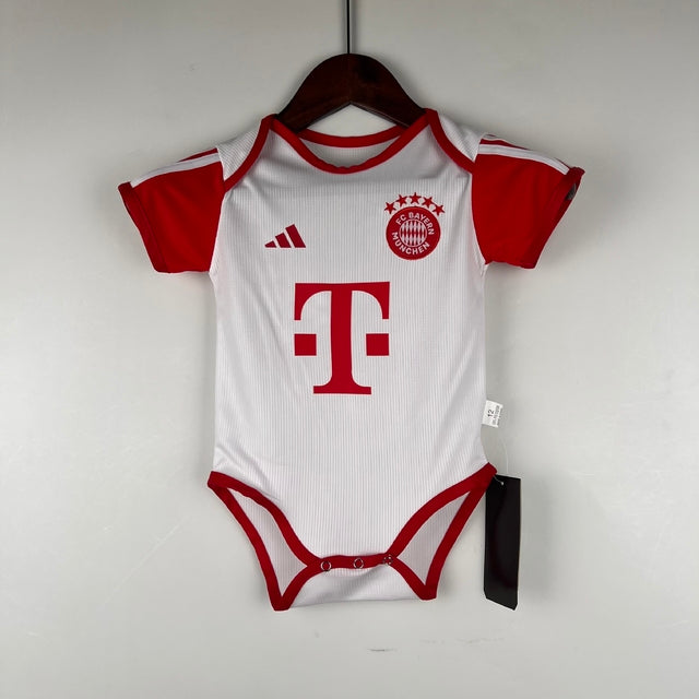 Body Bebê Infantil Bayern De Munique Home 23/24 Adidas Unissex - Branco e Vermelho