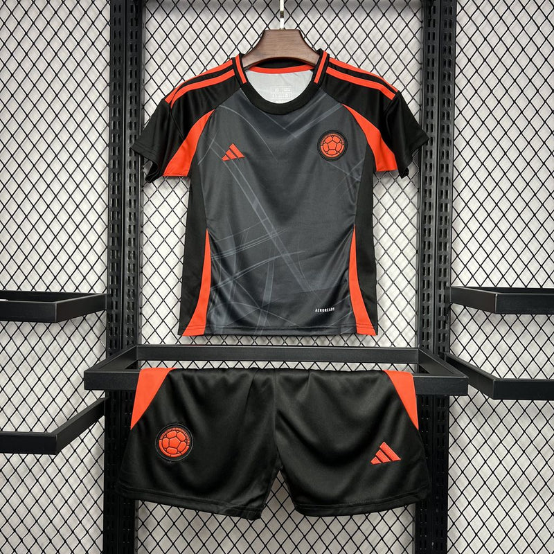 Kit Infantil Colômbia Away 24/25 Adidas Masculina - Preto e Laranja