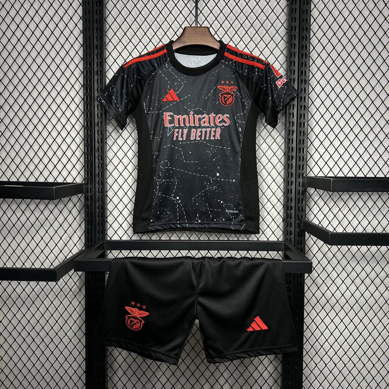 Kit Infantil Benfica Away 24/25 Adidas Unissex - Preto