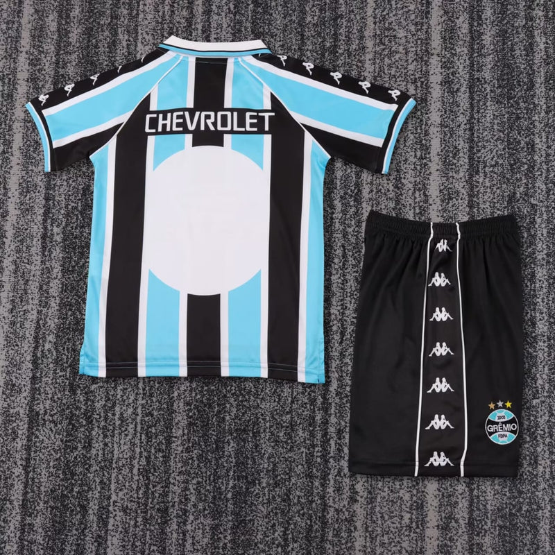 Kit Infantil Grêmio Home Retrô 2000 Kappa  Unissex - Tricolor