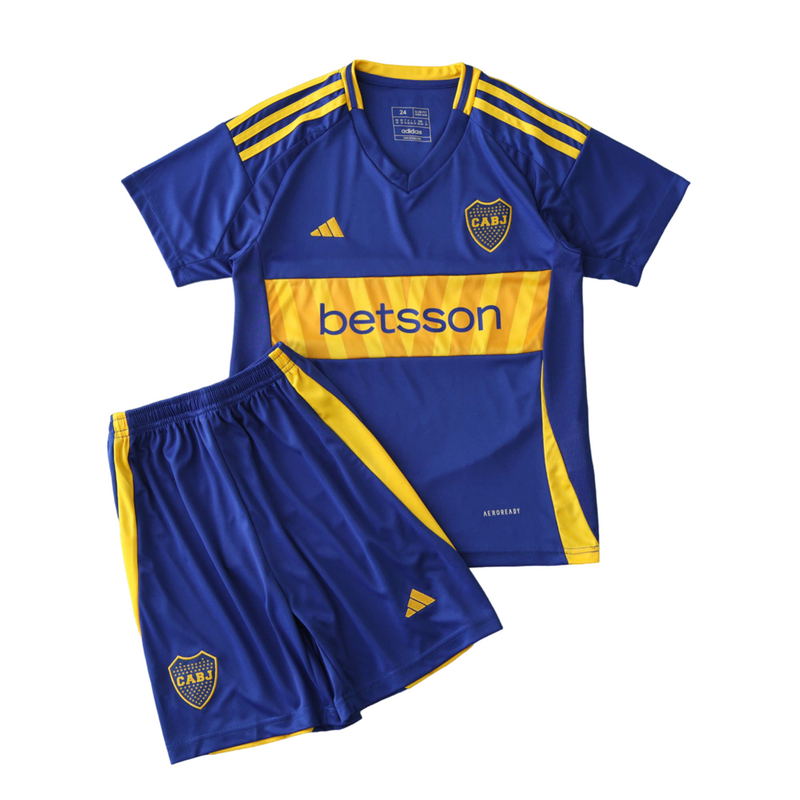 Kit Infantil Boca JRS Home 24/25 Adidas Unissex - Azul e Amarela