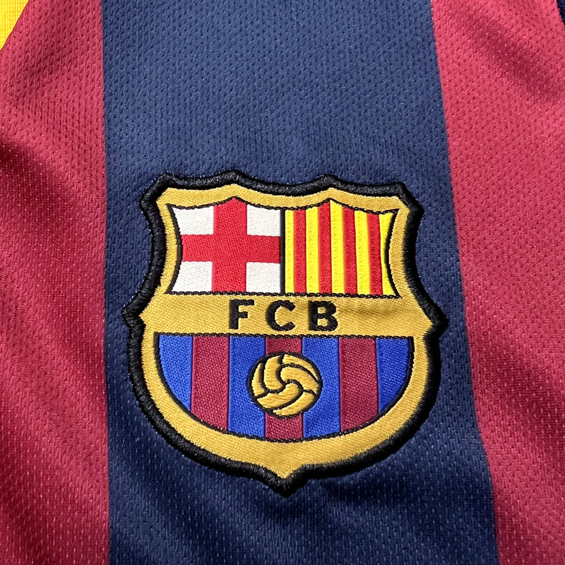 Kit Infantil Barcelona Retrô Home 2015 Camisa + Shorts Nike  Unissex - Grená