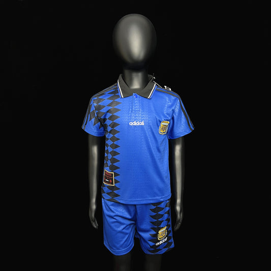 Kit Infantil Argentina Retro 1994 Adidas -Azul e Preto