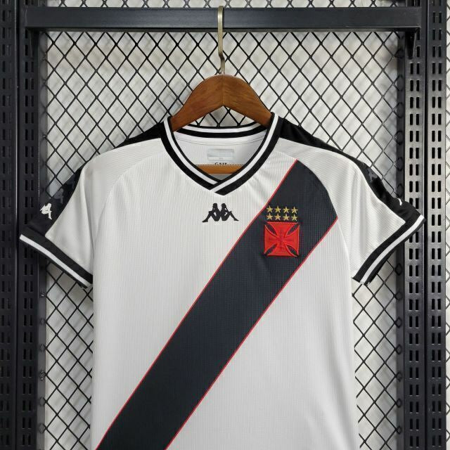 Kit Infantil Vasco Away 24/25 Camisa + Shorts Kappa Unissex - Branco e Preto