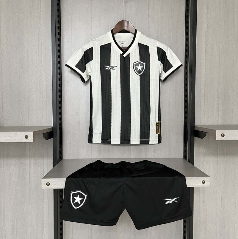 Kit Infantil Botafogo Home 24/25 Reebok Unissex - Preta e Branca