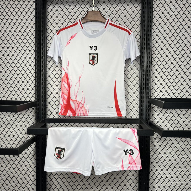 Kit Infantil Japão Away 24/25 Y-3 Unissex - Branco e Vermelho