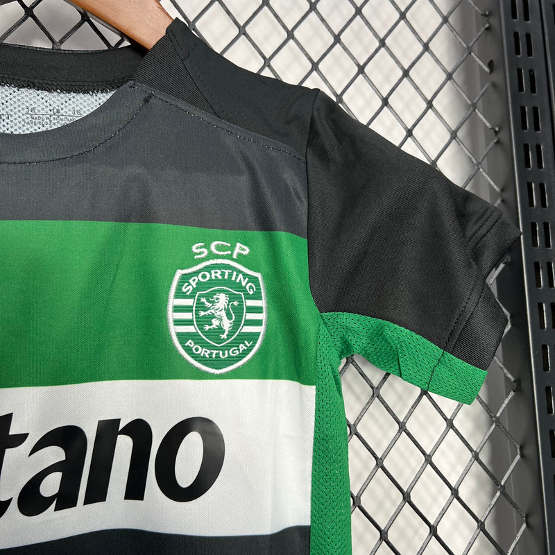 Kit Infantil Sporting Home 24/25 Unissex Nike - Verde e Preto