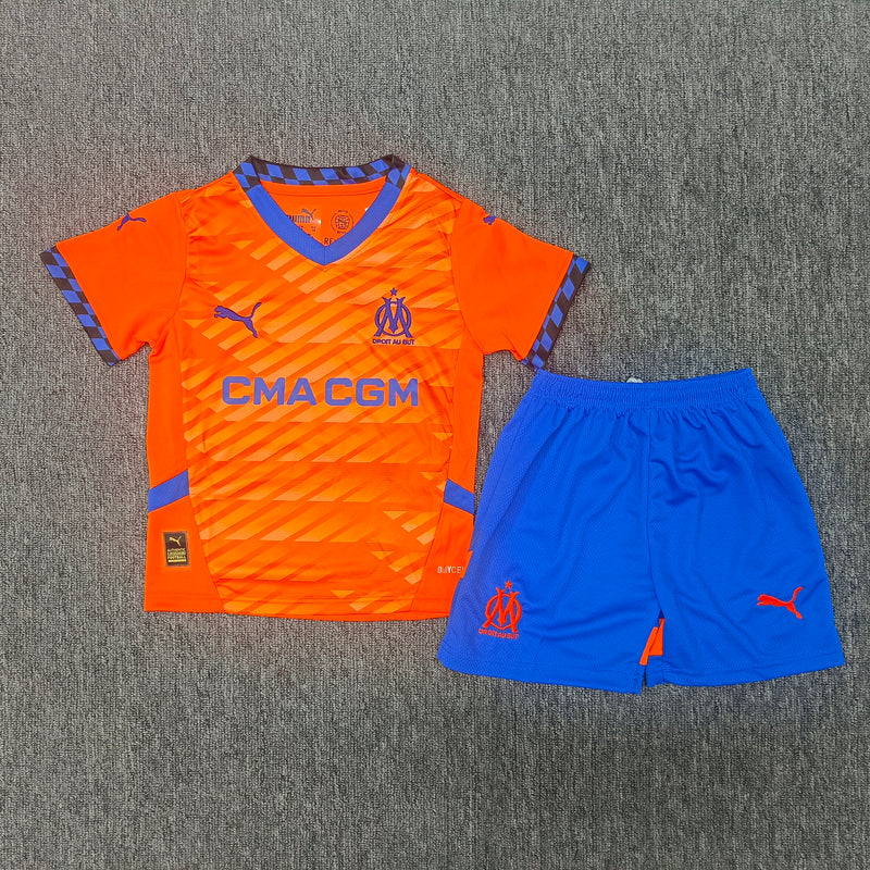 Kit Infantil Olympique De Marseille Third 24/25 Unissex Puma - Laranja