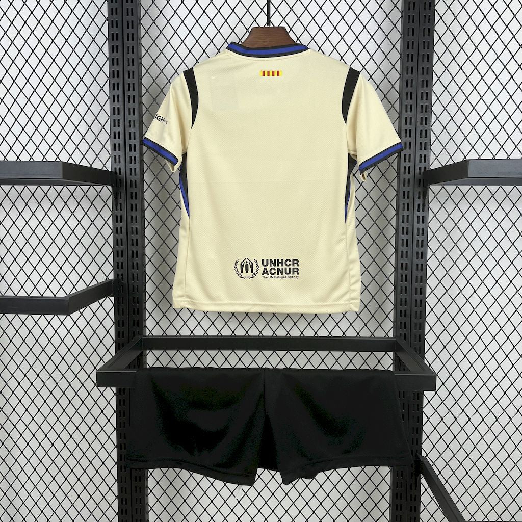 Kit Infantil Barcelona Away 25/26 Camisa + Shorts Nike Unissex - Bege