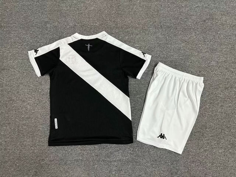 Kit Infantil Vasco Home 24/25 Camisa + Shorts Kappa Unissex - Preto e Branco