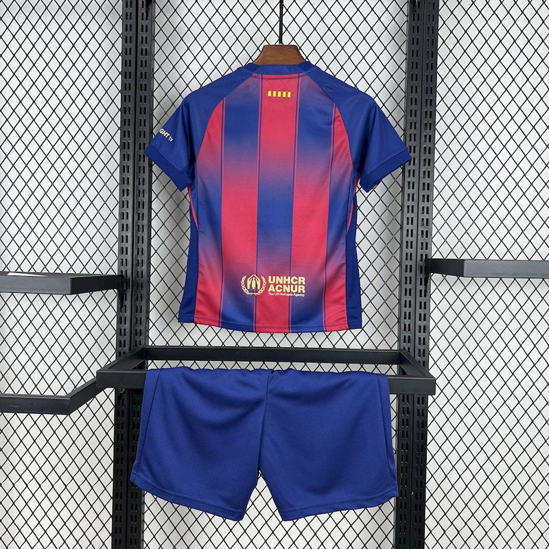 Kit Infantil Barcelona Home 25/26 Camisa + Shorts Adidas Unissex - Grená