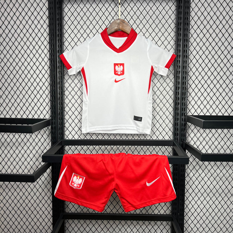 Kit Infantil Polônia Home 24/25 Nike Unissex - Branca e Vermelha