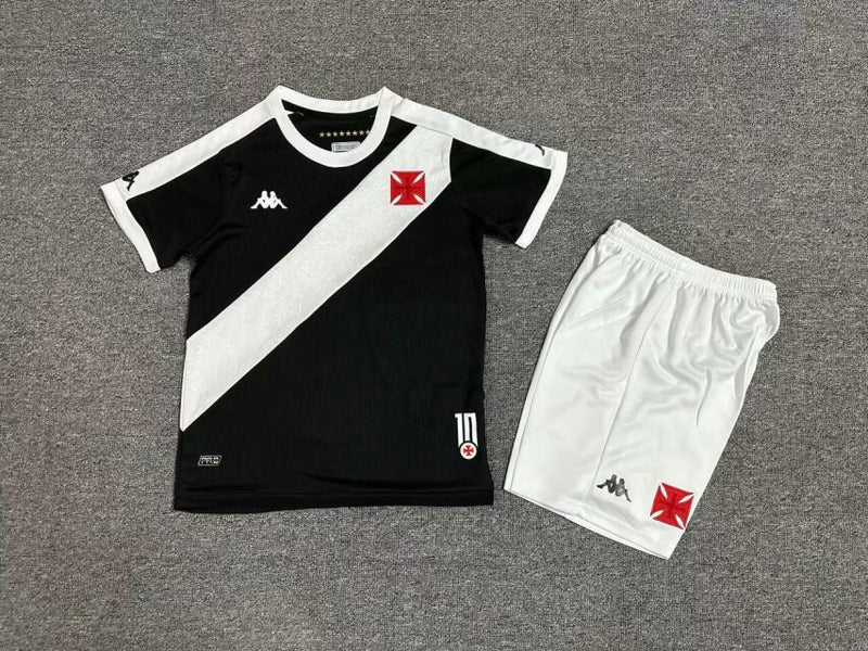 Kit Infantil Vasco Home 24/25 Camisa + Shorts Kappa Unissex - Preto e Branco