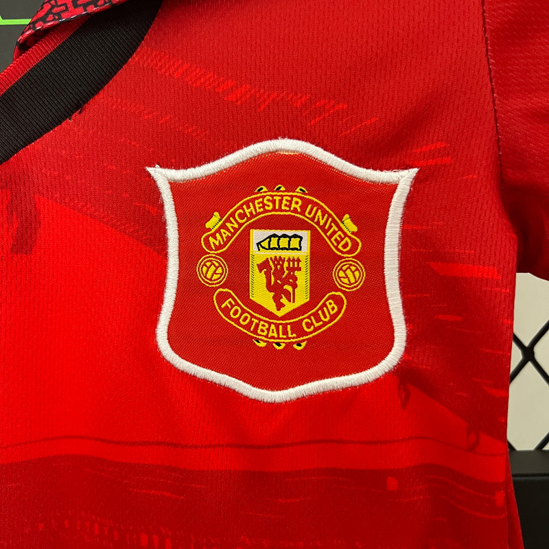 Kit infantil Manchester United Retrô Home 1994 Unissex Umbro  -  Vermelho