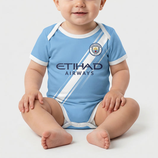 Body Bebê Infantil Manchester City Home 25/26  - Azul Claro