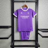 Kit Infantil Real Madrid Retrô Third 2017 Camisa + Shorts Adidas Unissex - Roxa