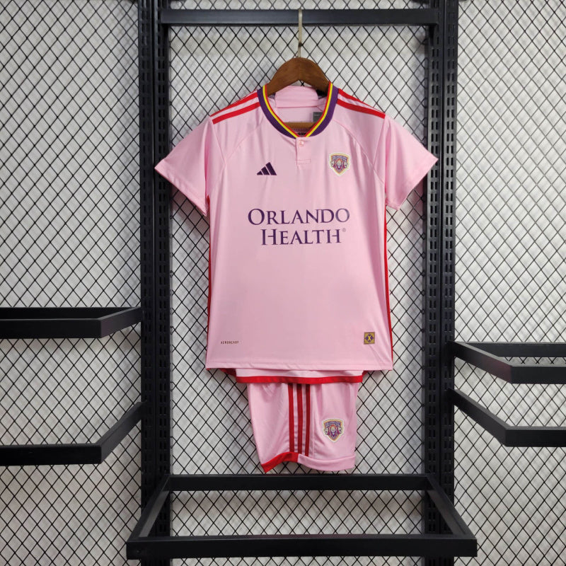 Kit Infantil Orlando City Away 24/25  Unissex Adidas - Rosa