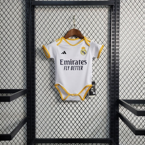 Body Bebê Infantil Real Madrid Home 23/24 Adidas Unissex - Branco