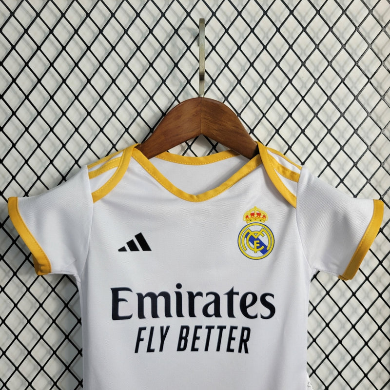 Body Bebê Infantil Real Madrid Home 23/24 Adidas Unissex - Branco