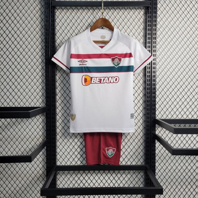 Kit Infantil Fluminense Away 23/24 Camisa + Shorts Umbro Unissex - Branca