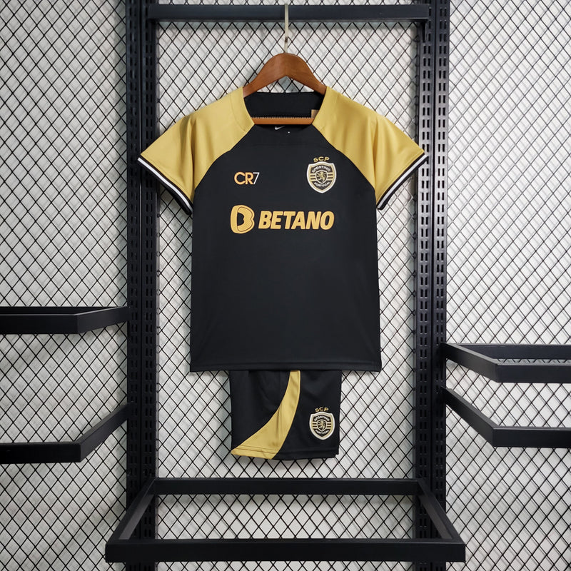 Kit Infantil Sporting Third 23/24 Unissex Nike - Preto e Bege