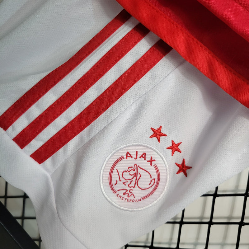 Kit Infantil Ajax Home 23/24 Adidas Unissex - Branca e Vermelha