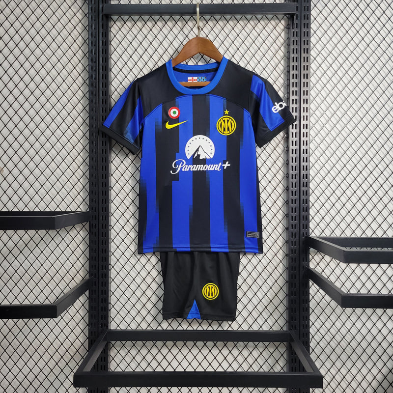 Kit Infantil Inter de Milão Home 23/24 Nike Unissex - Azul e Preto