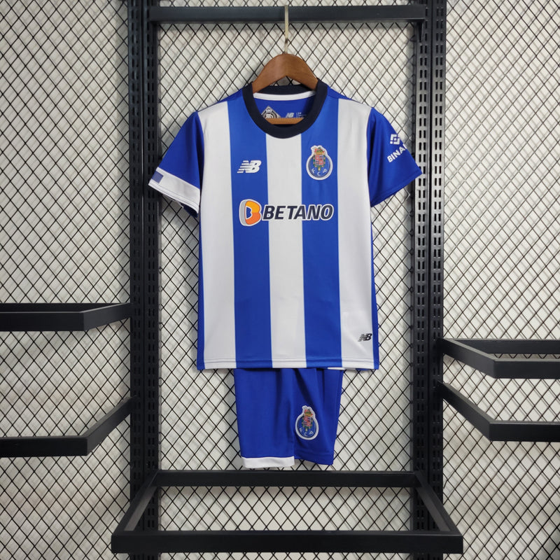 Kit Infantil Porto Home 23/24 Unissex NB - Azul e Branca