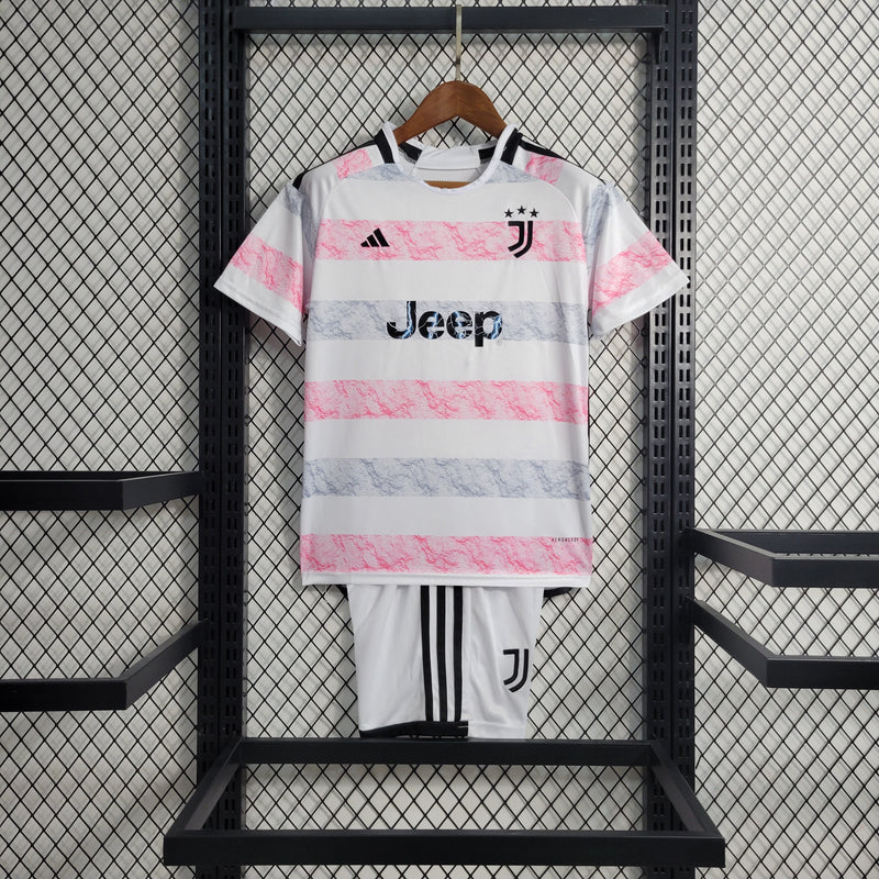 Kit Infantil Juventus Away 23/24 Adidas Unissex - Branca