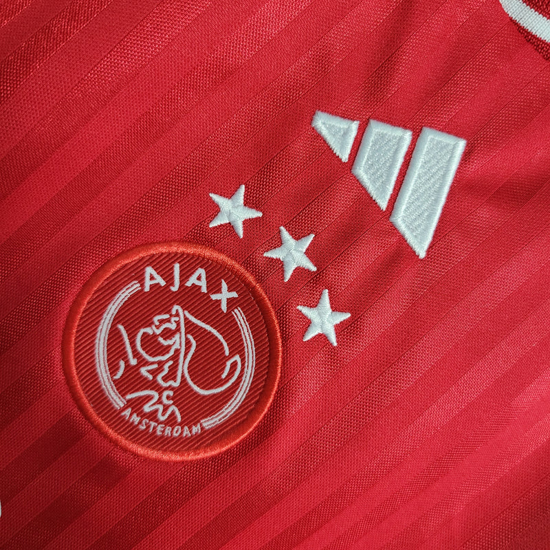 Kit Infantil Ajax Home 23/24 Adidas Unissex - Branca e Vermelha